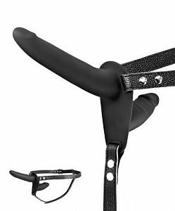 Двойной страпон Fetish Tentation Strap-On with Double Dildo, черный