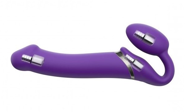 Безремневой страпон с вибрацией Strap-On-Me Vibrating Bendable Strap-on Size XL, фиолетовый