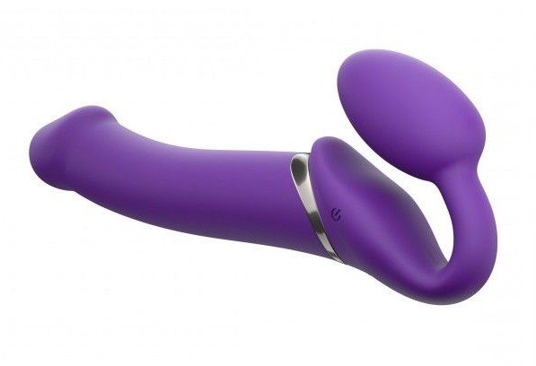 Безремневой страпон с вибрацией Strap-On-Me Vibrating Bendable Strap-on Size L, фиолетовый