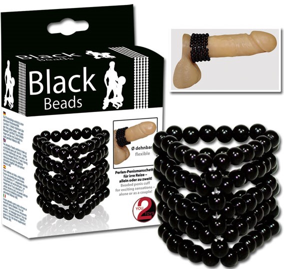 Насадка на пенис Black Beads, черная