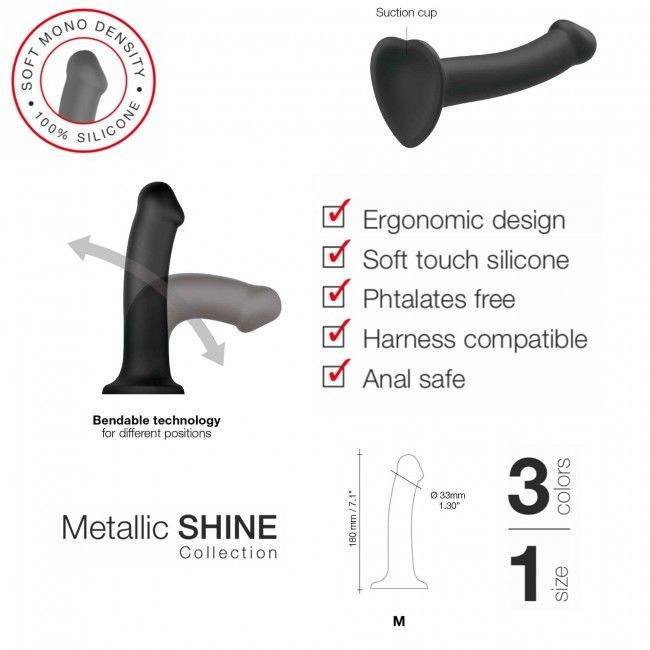 Насадка для страпона Strap-On-Me Mono Density Silicone Dildo - M, голубая