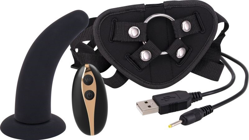 Женский страпон с вибрацией Vibration Dildo Strap-On Remote Control 5, черный