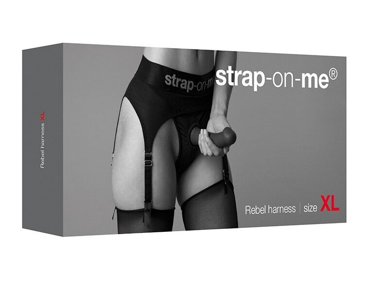 Трусики для страпона с подвязками для чулок Strap-On-Me Rebel Harness - XL
