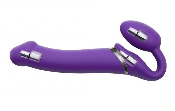 Безремневой страпон с вибрацией Strap-On-Me Vibrating Bendable Strap-on Size L, фиолетовый