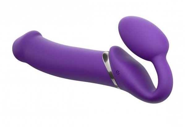 Безремневой страпон с вибрацией Strap-On-Me Vibrating Bendable Strap-on Size XL, фиолетовый