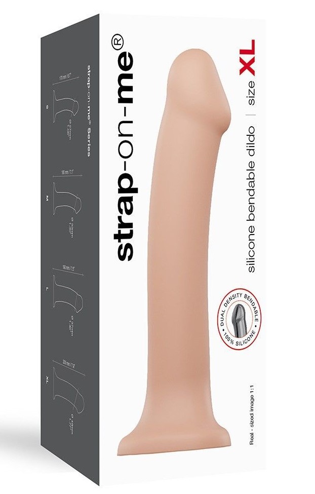 Насадка для страпона Strap-On-Me Dual Density Silicone Bendable Dildo - XL, телесная