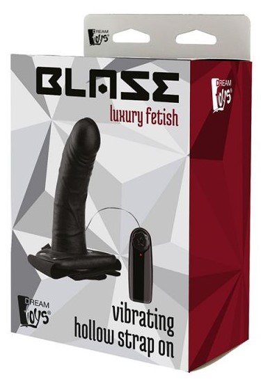 Полый страпон с вибрацией Blaze Luxury Fetish Vibrating Hollow Strap-On, черный