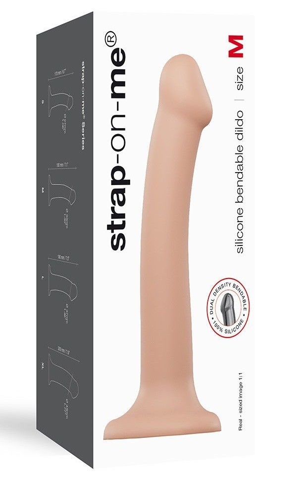 Насадка для страпона Strap-On-Me Dual Density Silicone Bendable Dildo - M, телесная