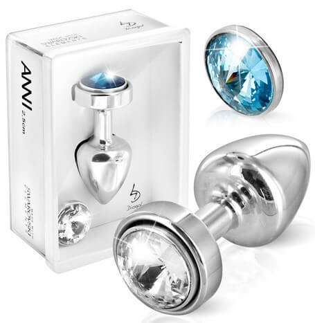 Анальная пробка Anni Magnet T1 с двумя кристаллами Swarovski, серебристая
