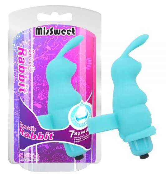 Мини вибратор на палец MisSweet Sweetle Rabbit, бирюзовый