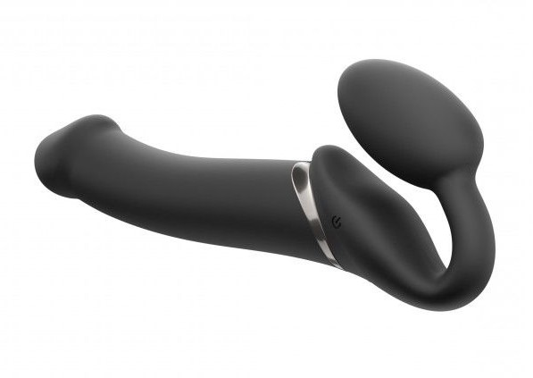 Безремневой страпон с вибрацией Strap-On-Me Vibrating Bendable Strap-on Size L, черный