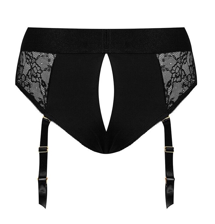 Кружевные трусики для страпона с подвязками для чулок Strap-On-Me Diva Harness - M
