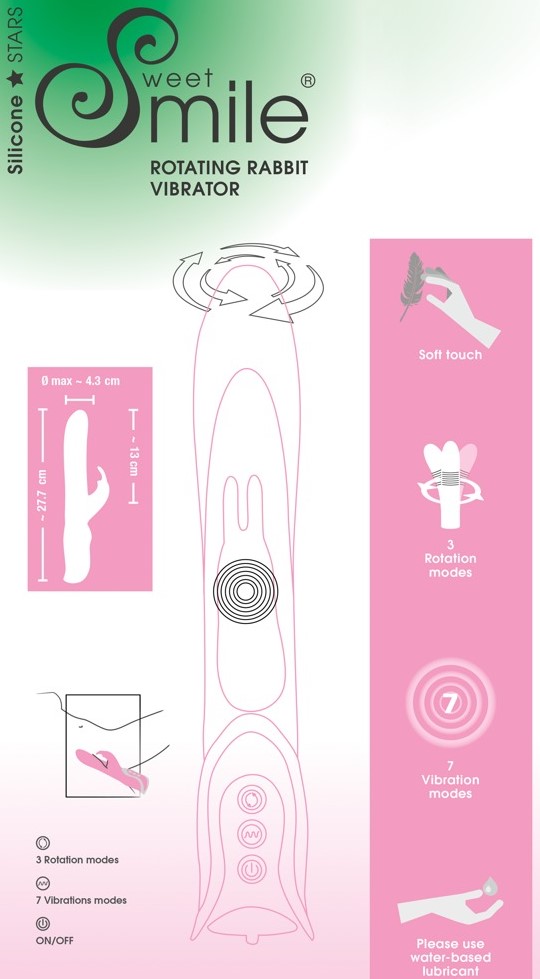 Вибратор кролик с ротацией Smile Rotating Rabbit Vibrator, розовый