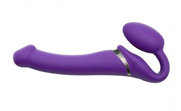 Безремневой страпон с вибрацией Strap-On-Me Vibrating Bendable Strap-on Size M, фиолетовый