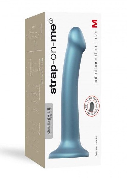 Насадка для страпона Strap-On-Me Mono Density Silicone Dildo - M, голубая