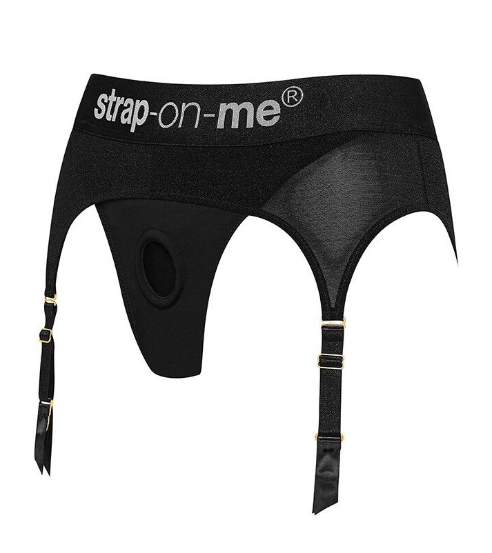 Трусики для страпона с подвязками для чулок Strap-On-Me Rebel Harness - M