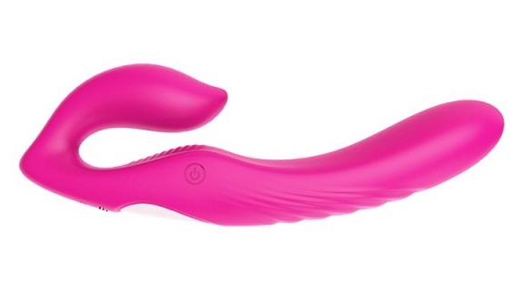 Безремневой страпон с вибрацией Vibes Of Love Remote Double Dipper, розовый