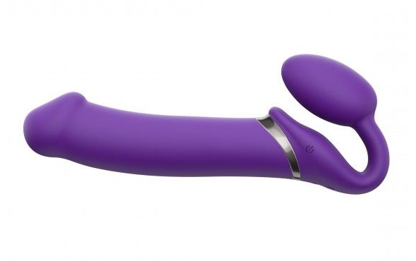 Безремневой страпон с вибрацией Strap-On-Me Vibrating Bendable Strap-on Size XL, фиолетовый