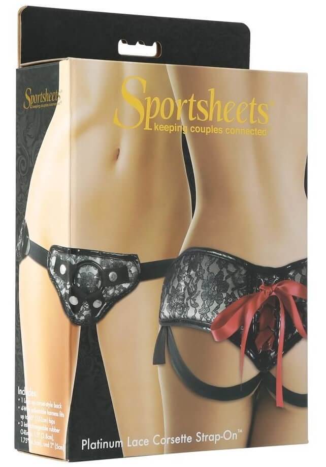 Трусики для страпона Sportsheets Platinum Lace Corset Strap-On