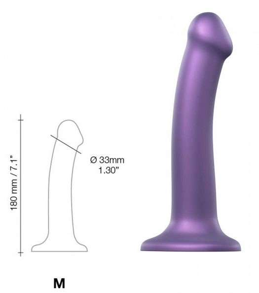 Насадка для страпона Strap-On-Me Mono Density Silicone Dildo - M, фиолетовая