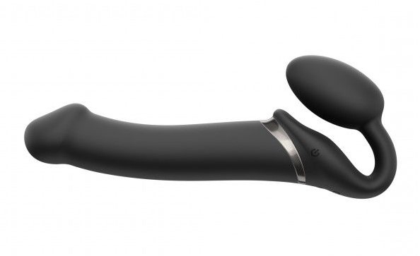 Безремневой страпон с вибрацией Strap-On-Me Vibrating Bendable Strap-on Size L, черный