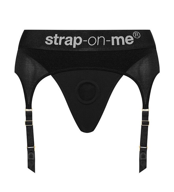 Трусики для страпона с подвязками для чулок Strap-On-Me Rebel Harness - M