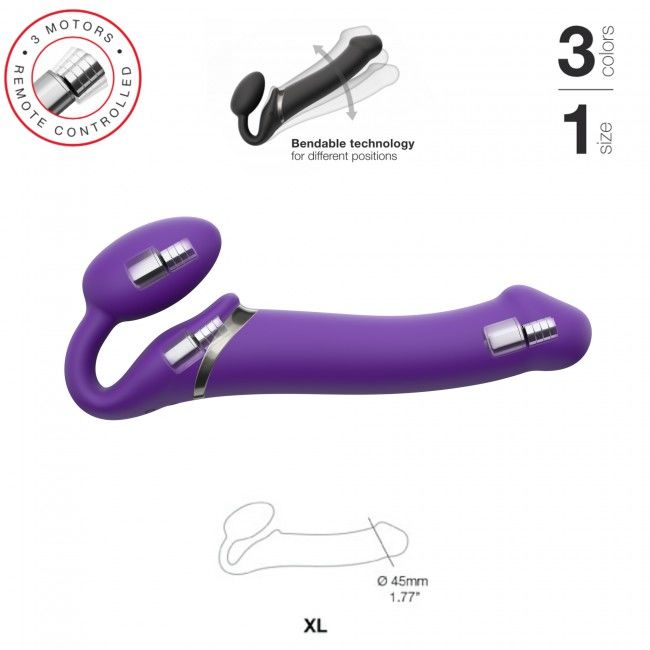Безремневой страпон с вибрацией Strap-On-Me Vibrating Bendable Strap-on Size XL, фиолетовый