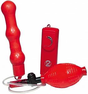 Анальный надувной вибратор Bad Kitty Vibrating Balloon, красный