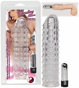 Удлиняющая насадка с вибрацией Vibrating Penis Sleeve, прозрачная