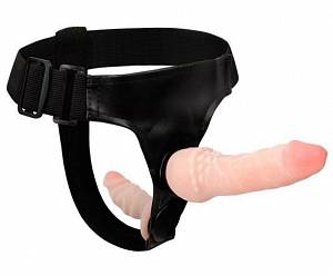 Двойной страпон Ultra Female Harness, телесный