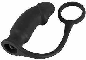 Эрекционное кольцо с вибростимуляцией простаты Black Velvets Vibrating Ring+Plug, черное