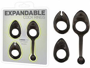 Набор эрекционных колец Expandable Cock Rings, черные