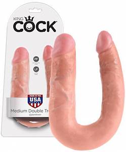 Двойной фаллоимитатор King Cock Dual Medium Double Trouble, телесный