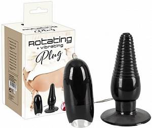 Анальная пробка с вибрацией Rotating Vibrating Plug, черная