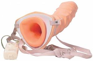 Полый страпон Hollow Extender с вибрацией, телесный