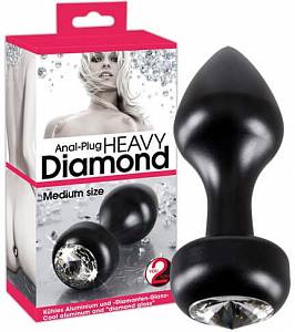 Анальная пробка с кристаллом Diamond Anal-Plug Heavy Medium, черная