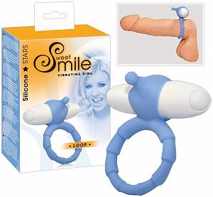 Эрекционное кольцо с вибрацией Smile Vibrating Ring Loop, голубое