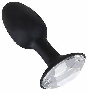 Анальная пробка с кристаллом Diamound Silicone Plug Large, черная