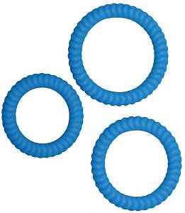 Набор эрекционных колец Lust 3 Blue, голубые