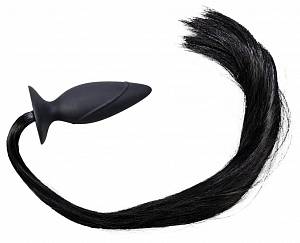 Анальная пробка с хвостом Horny Pony, черная