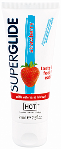 Оральный лубрикант Hot Superglide Strawberry - клубника, 75 мл