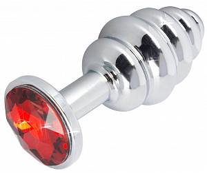 Анальная пробка с кристаллом Butt Jewellery Aluminium, серебристая