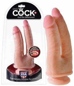 Двойной фаллоимитатор King Cock Dual Density Double Penetrator, телесный