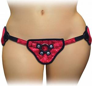 Трусы для страпона Sportsheets Plus Size Red Lace with Satin Corset Strap-On