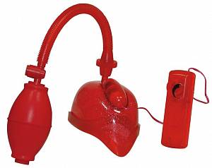 Вагинальная помпа с вибрацией Vibrating Vagina Sucker, красная