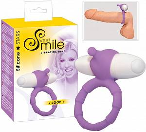 Эрекционное кольцо с вибрацией Smile Vibrating Ring Loop, лиловое
