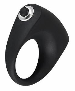 Эрекционное кольцо с вибрацией Black Velvets Vibrating Cock Ring, черное