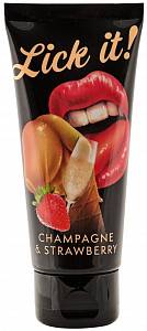 Оральная смазка Lick It Champage&Erdbeere - шампанское с малиной, 100 мл