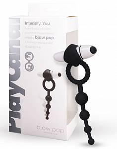 Виброкольцо с анальной стимуляцией Play Candi Blow Pop, черное