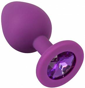 Анальная пробка с кристаллом Joy Jewel Purple Plug Medium, фиолетовая